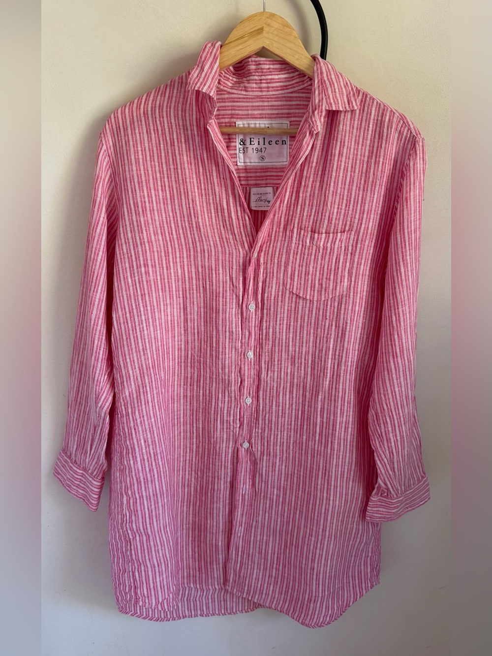 Frank&Eileen light red Striped Linen Button-Up Shirt/dress